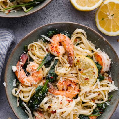 Lemon Garlic Parmesan Shrimp Pasta