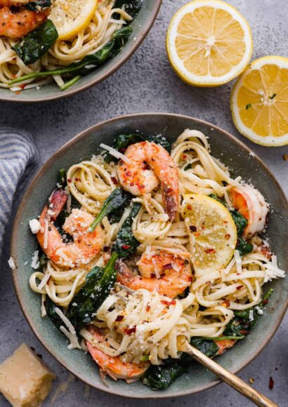 Lemon Garlic Parmesan Shrimp Pasta